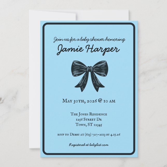 Bow Baby Shower Invite (Front)