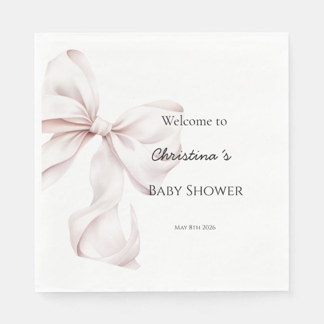 Bow Baby shower Napkins (Front)