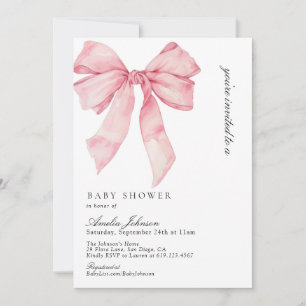 Bow Baby Shower, Pink Girl Baby Shower Invitation
