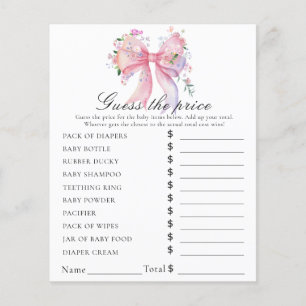 Bow baby shower - Price Guess Game
