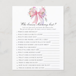 Bow baby shower - Who knows mummy best