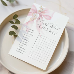 Bow Baby word Scramble Floral baby shower game