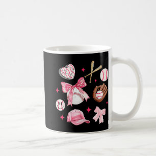 Bow Baseball Mum Pink Bow Mothers Day Women Girls Coffee Mug