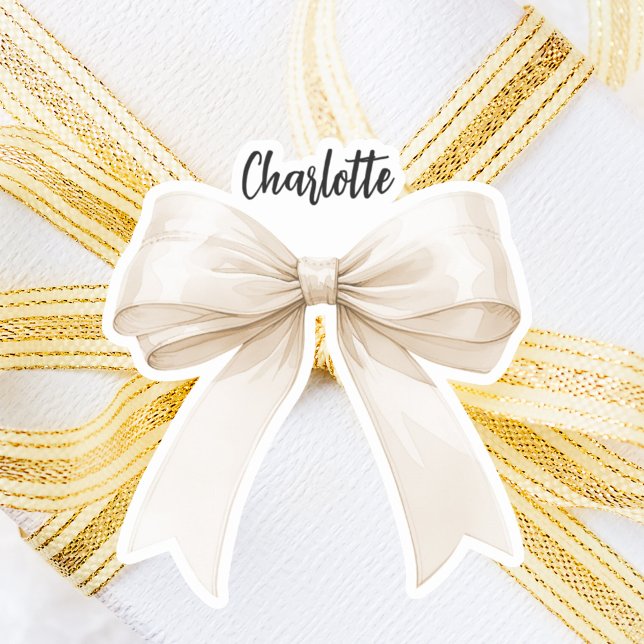 Bow beige cream name script (Creator Uploaded)