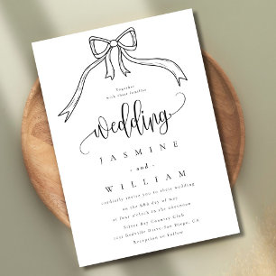 Bow Black and White Wedding Invitation