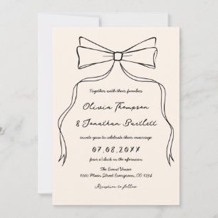 Bow Black Wedding Invitation