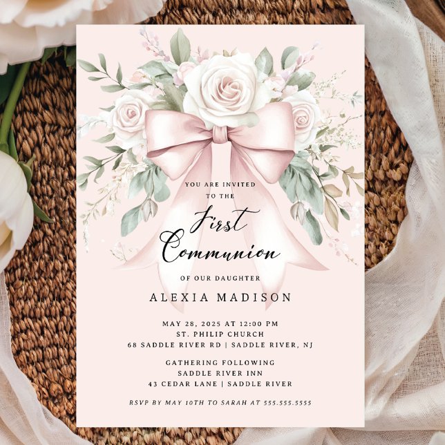 Bow & Blossom Communion Invitation (Creator Uploaded)