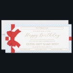 Bow Blue Stripe Happy Birthday Gift Voucher Card<br><div class="desc">This birthday gift voucher design features a bow gift tag design. All of the text is fully editable. For more advanced customisation of this design,  simply select the "Customise It" button above.</div>