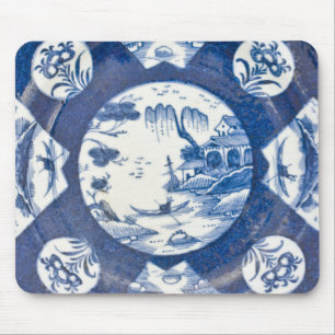 Bow blue & white Chinese Landscapes, C. 1770 Mouse Pad