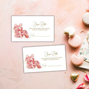 Bow Bonjour Macarons Diaper Raffle Baby Shower  Enclosure Card