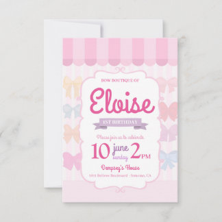 Bow Boutique Store 1st Birthday Invitation