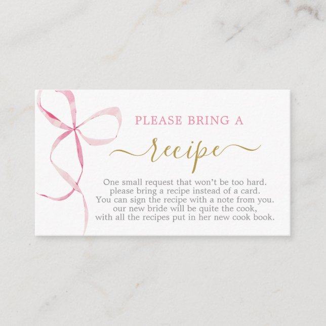 Bow Bridal Shower Recipe Card Request (Front)