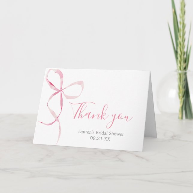 Bow Bridal Shower Thank You Card (Front)