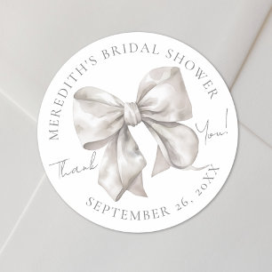 Bow Bridal Shower Thank You Classic Round Sticker