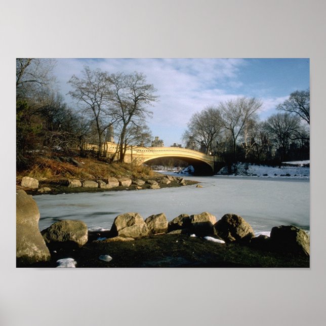 Bow Bridge Central Park Winter NYC Poster (Front)