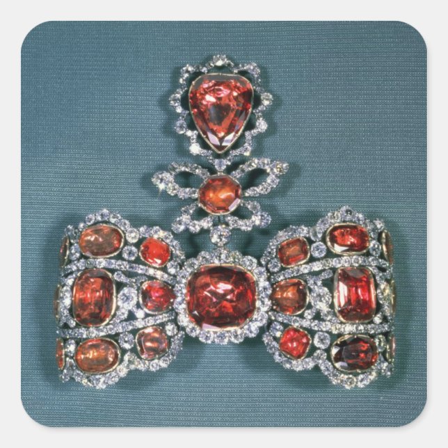 Bow brooch set with brilliant square sticker (Front)