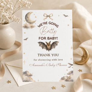 Bow Celestial We're Going Batty for Baby Shower Thank You Card
