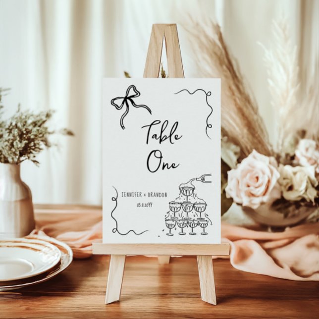 Bow Champagne Tower black white Table Number (Creator Uploaded)