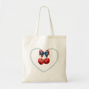 Bow, Cherries and Pearls Tote Bag