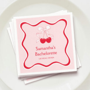 Bow Cherrry On Top Bachelorette Party Napkin