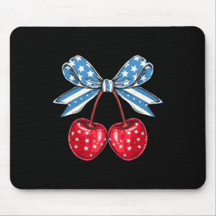 Bow Cherry 4th Of July Usa American Patriotic Mouse Pad