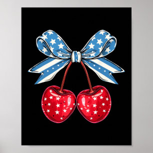 Bow Cherry 4th Of July Usa American Patriotic  Poster