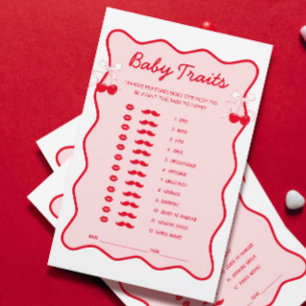 Bow Cherry Baby Shower Baby Traits Game