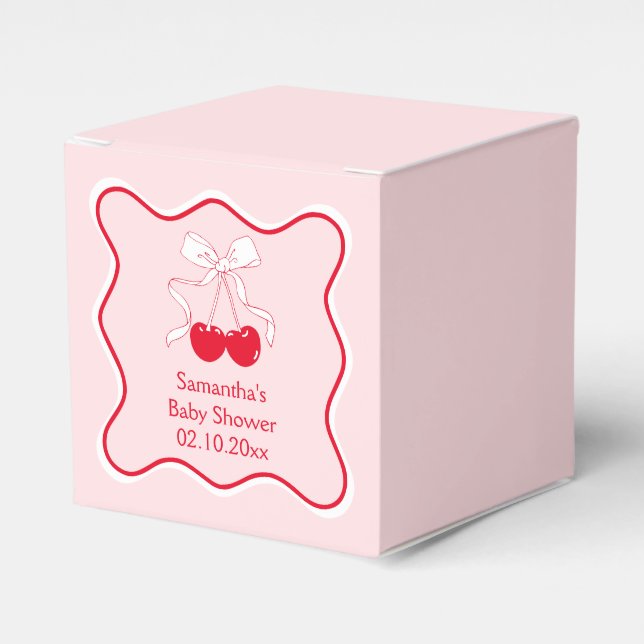 Bow Cherry On Top Baby Shower Favour Box (Front Side)