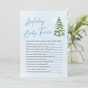 Bow Christmas Baby Shower Holiday Baby Trivia Game Invitation