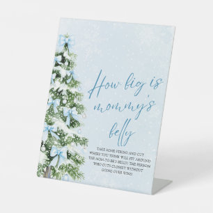 Bow Christmas Baby Shower How Big Is Mommy's Belly Pedestal Sign