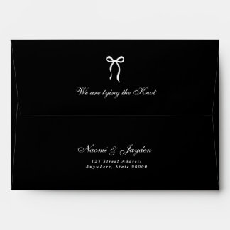 Bow Classic Old Money Black & White Wedding Envelope