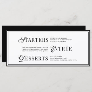 Bow Classic Old Money Black  & White Wedding Menu