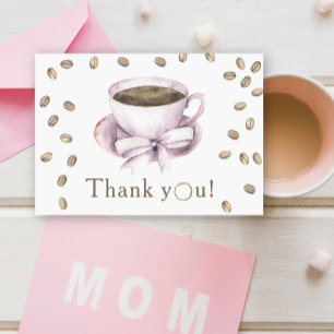 Bow & Coffee brewing Baby shower Thank you Card