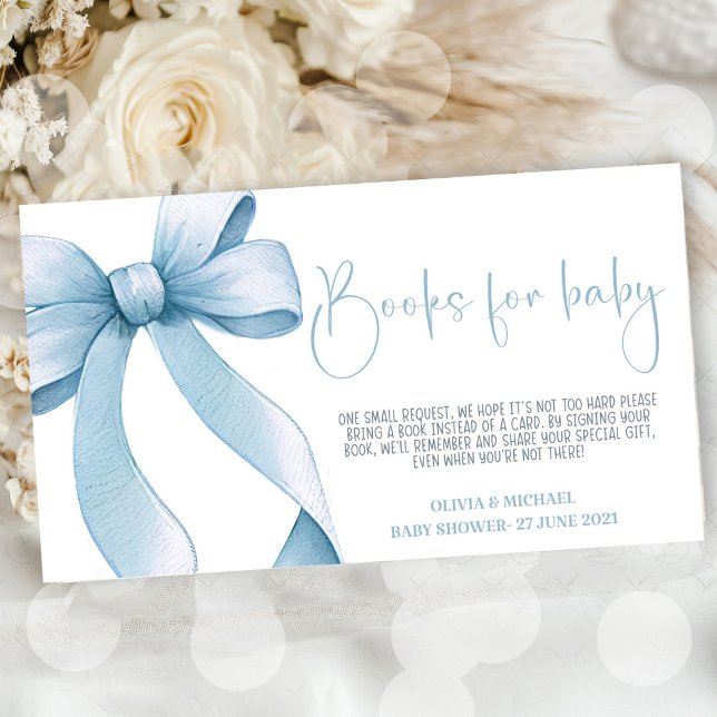 Bow Coquette Boy  Baby Shower Enclosure Card (Bow Coquette Boy Baby Shower)