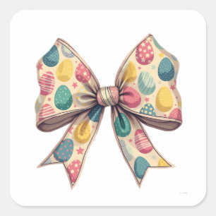 Bow Coquette Easter Sunday Eggs Pink Pallete  Square Sticker
