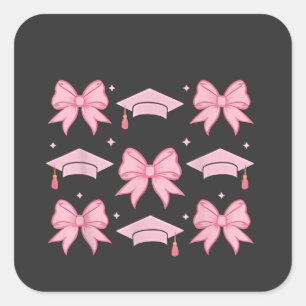 Bow coquette Graduation Pink palette 2025 Square Sticker