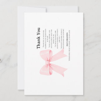 Bow Coquette Graduation Thank You Card