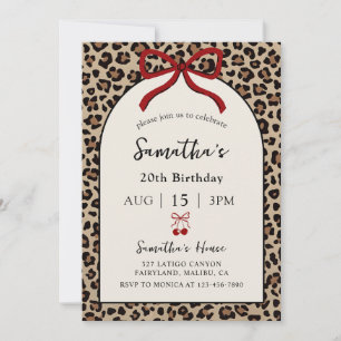 Bow Coquette Leopard Cheetah Birthday Invitation