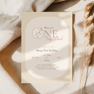 Bow Coquette One Silly Duck 1st Birthday Invitation