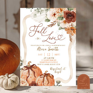  Bow Coquette Pumpkin Fall Ivory Boho Shower Invitation
