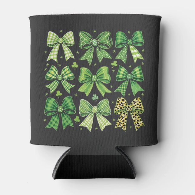 Bow Coquette St Patrick's Day Vintage  Can Cooler (Front)