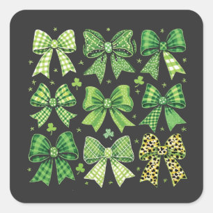 Bow Coquette St Patrick's Day Vintage Square Sticker