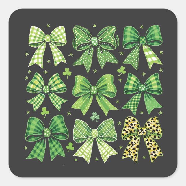 Bow Coquette St Patrick's Day Vintage  Square Sticker (Front)