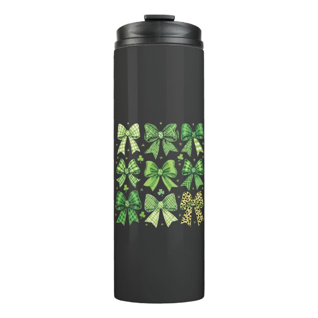 Bow Coquette St Patrick's Day Vintage  Thermal Tumbler (Front)