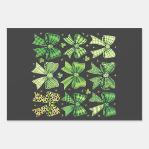 Bow Coquette St Patrick's Day Vintage  Wrapping Paper Sheet