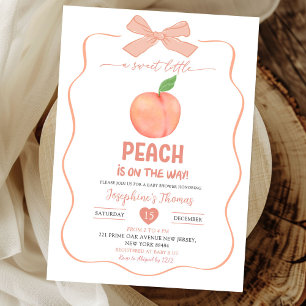 Bow Coquette Sweet Little Peach Baby Shower Invitation