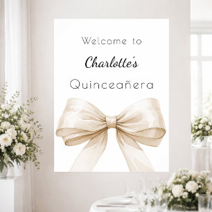 Bow cream beige Quinceanera welcome Poster