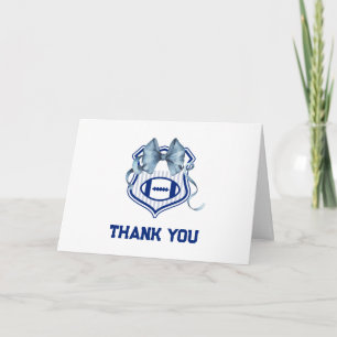 Bow Crest Rookie Football Sport Boy Baby Shower Thank You Card
