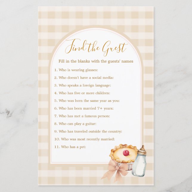 Bow Cutie Cherry Pie Pastel Gingham Find The Guest (Front)