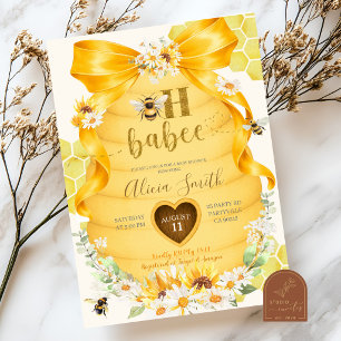 Bow Daisy Sunflower Oh Babee Baby Shower Invitation